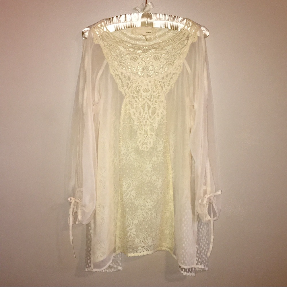 Sweet Areve Sheer Crochet Tunic